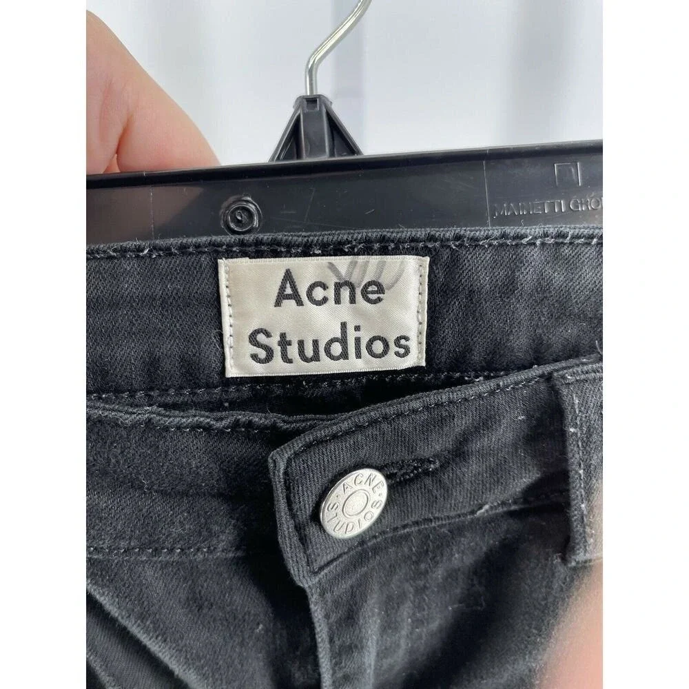 Acne Studios Women's Black Skin 5 Pocket Mid-Rise Skinny Jeans Size 30/30